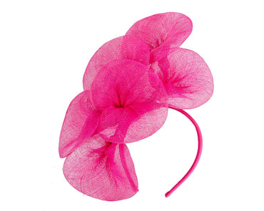 Large fuchsia sinamay flower fascinator by Max Alexander