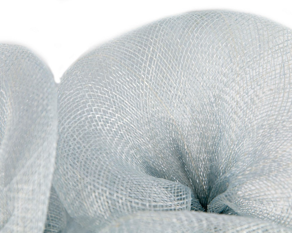 Large light blue sinamay flower fascinator by Max Alexander