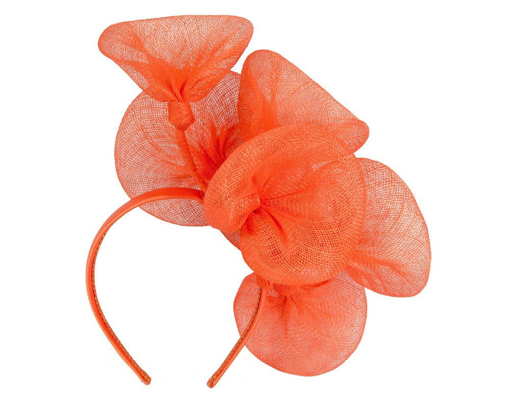 Large orange sinamay flower fascinator by Max Alexander MA918-3
