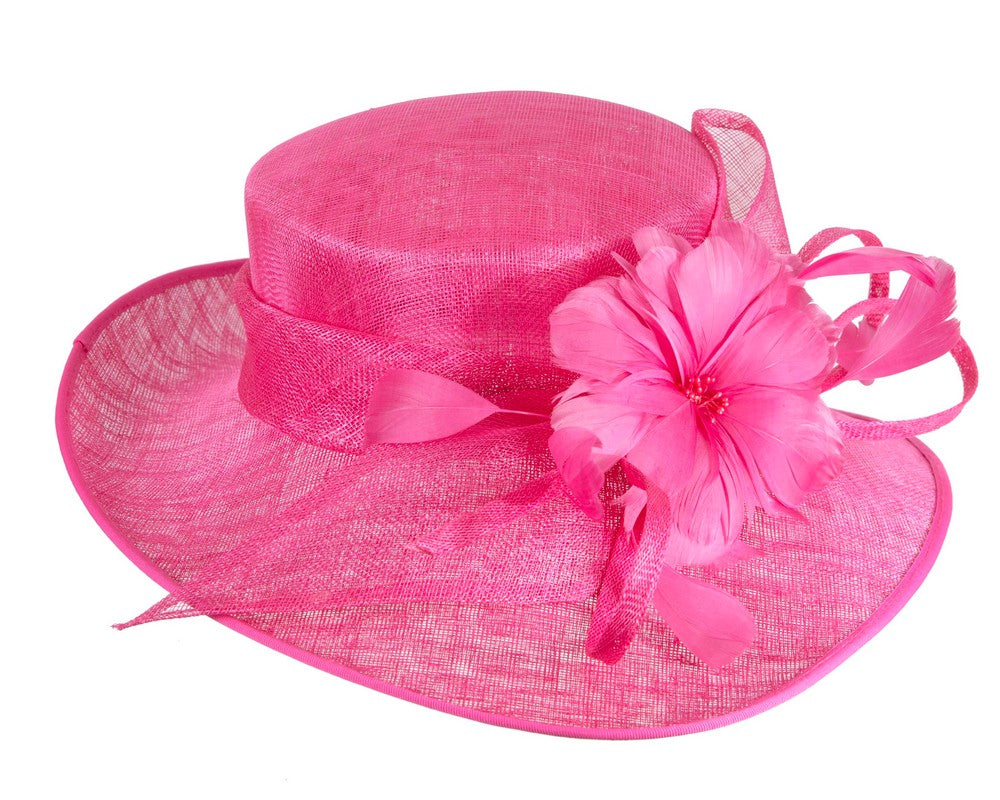 Wide brim fuchsia ladies fashion hat by Max Alexander