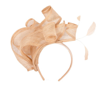 Large nude sinamay fascinator MA931