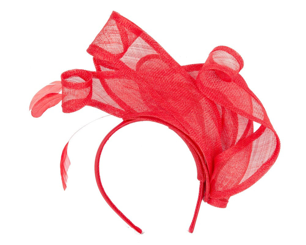 Large red sinamay fascinator MA931
