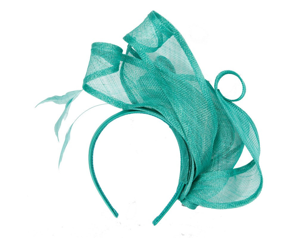 Large teal green sinamay fascinator MA931