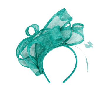 Large teal green sinamay fascinator MA931