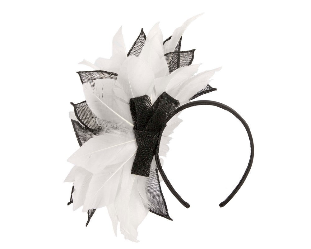 Black & White feathers flower fascinator by Max Alexander