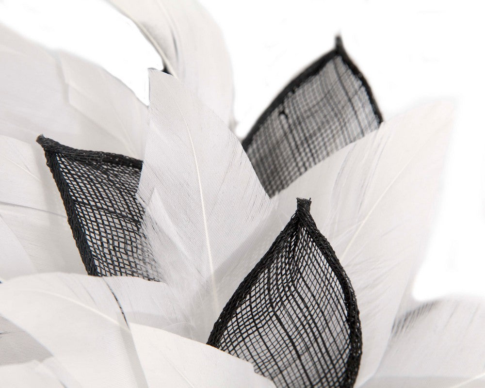 Black & White feathers flower fascinator by Max Alexander