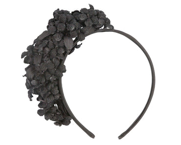 Black flower fascinator headband