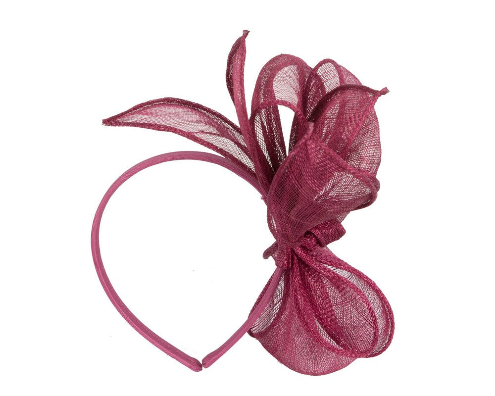 Max Alexander burgundy wine sinamay bow fascinator