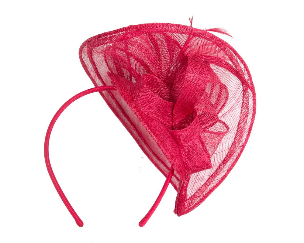 Red sinamay racing fascinator by Max Alexander-3