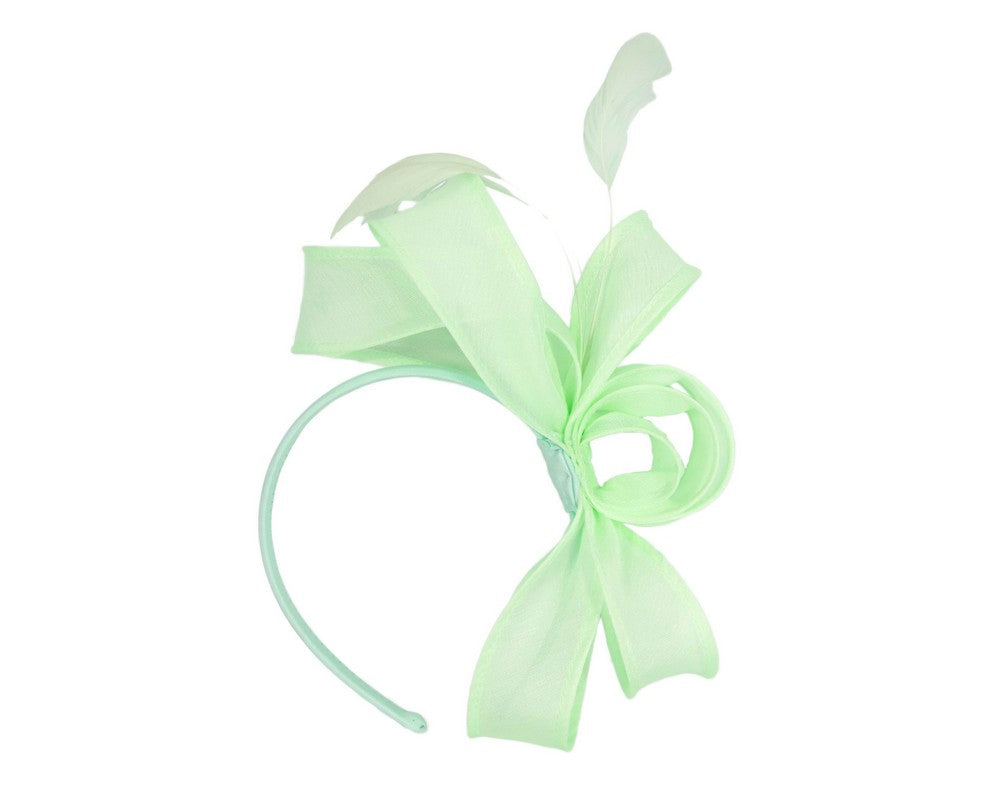 Mint green organza fascinator by Max Alexander