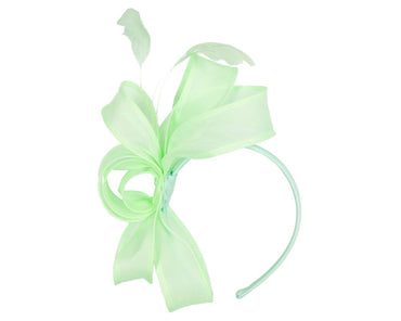 Mint green organza fascinator by Max Alexander