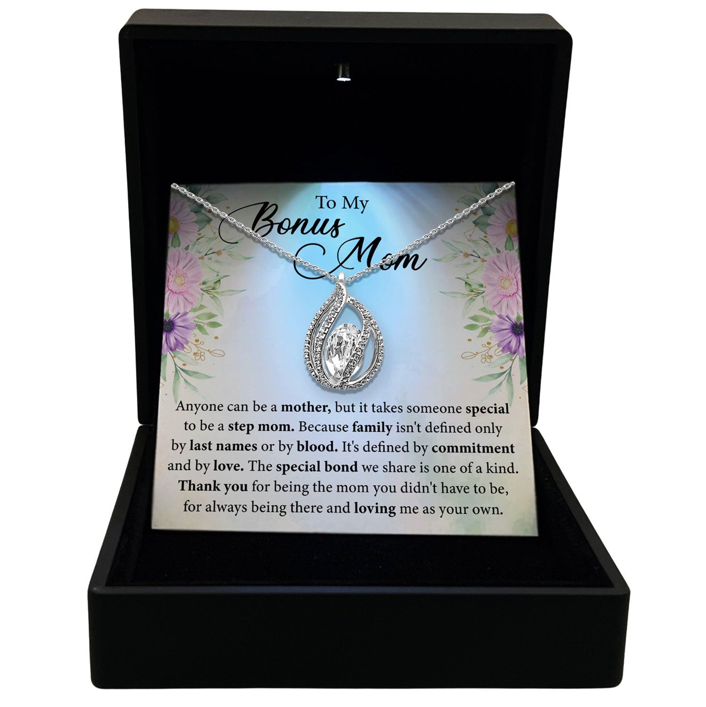 TRYNDI™ To My Bonus Mom Birdcage Necklace With Authentic Swarovski Crystals