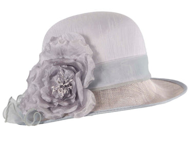 Light blue cloche fashion hat by Max Alexander