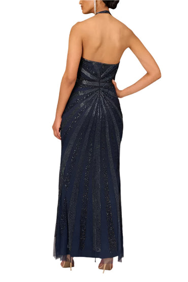 Aidan Mattox V-Neck Halter Beaded Gown-1