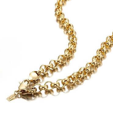 18ct Heavy Yellow Gold Plated 6mm Belcher Chain Necklace with Lobster Clasp - USA Made-1