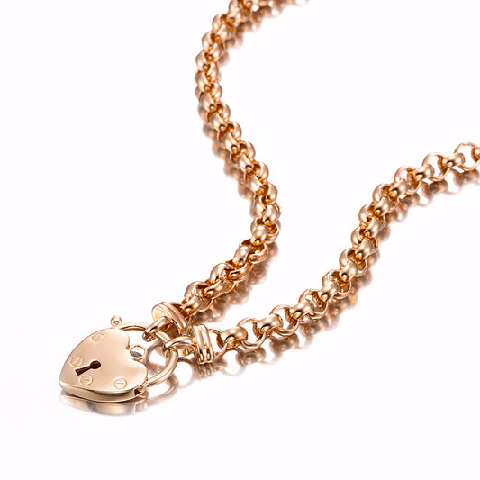 18ct Heavy Rose Gold Plated 6mm Belcher Chain Necklace Featuring a Plain Locket - USA Made-0