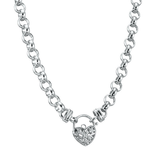 925 Sterling Silver Plated Belcher Chain Necklace with a Filigree Locket - USA Made-0