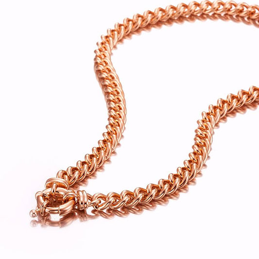 18ct Heavy Rose Gold Plated Euro Chain Necklace with Bolt Clasp - USA Made-0