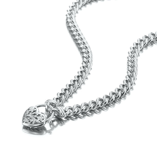 925 Sterling Silver Plated Euro Chain Necklace with a Filigree Locket - USA Made-0