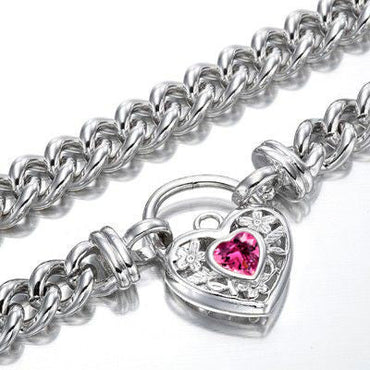 925 Sterling Silver Plated Euro Chain Necklace with a Pink Filigree Locket - USA Made-1