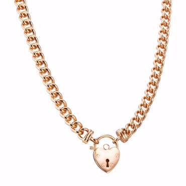 18ct Heavy Rose Gold Plated Euro Chain Necklace Featuring a Plain Locket - USA Made-1