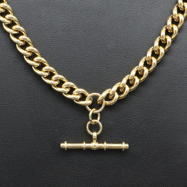 18ct Heavy Yellow Gold Plated Euro Chain Necklace with T Bar - DISCONTINUED-1