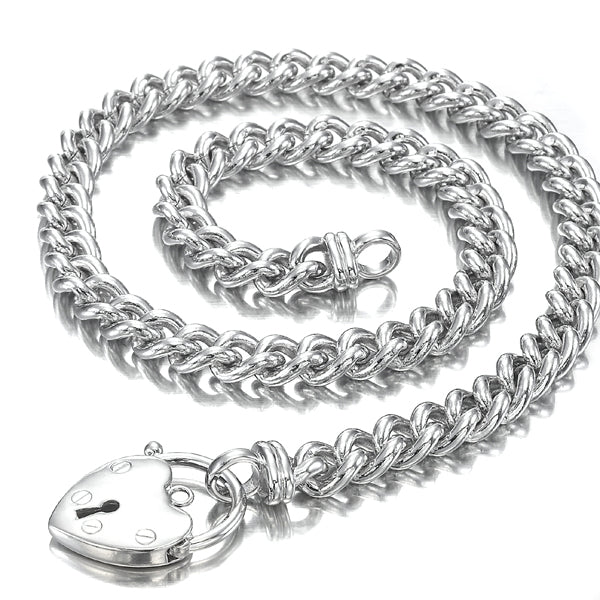 925 Sterling Silver Plated Euro Chain Necklace Featuring a Plain Locket - USA Made-4