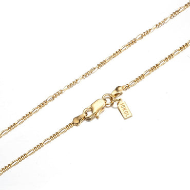 18ct Heavy Yellow Gold Plated Fine Figaro Chain Necklace - USA Made-1