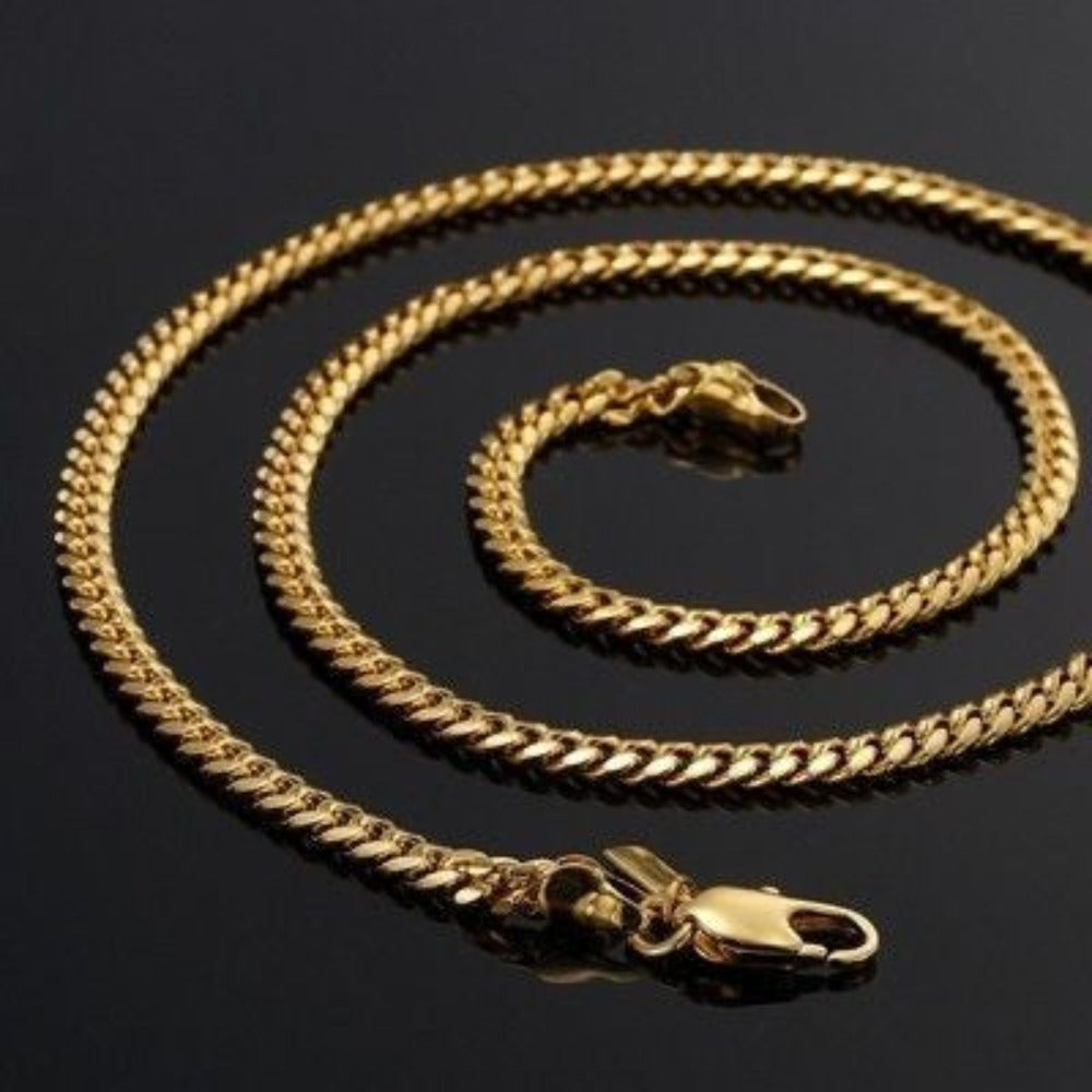 18ct Heavy Yellow Gold Plated Curb Chain Necklace with Lobster Clasp - USA Made-2