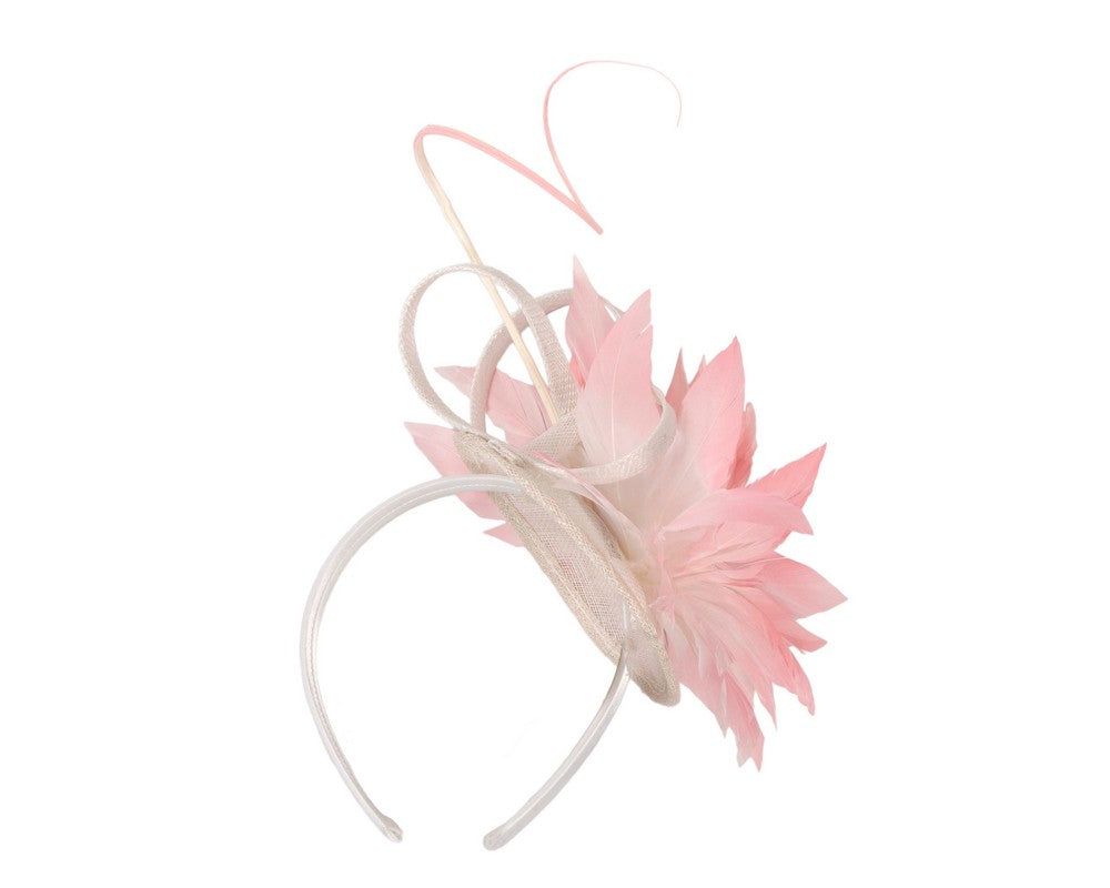 Light Pink feather flower fascinator by Max Alexander
