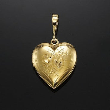 18ct Heavy Yellow Gold Plated Heart Locket Pendant - USA Made-1
