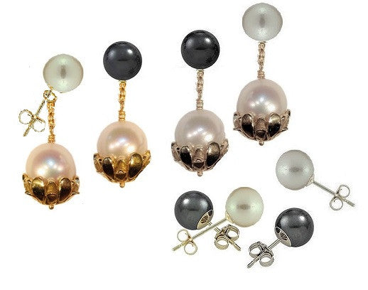 Pearl Lariat- Flower Cap tips in 18K Gold