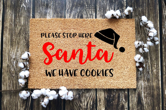 Please stop here Santa We have cookies doormat-0