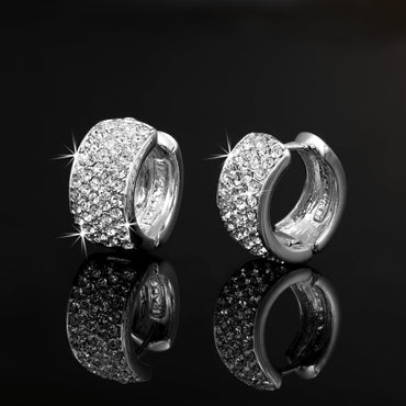 Solid 925 Sterling Silver Huggie Earrings Featuring 106 Crystals by Swarovski®-1