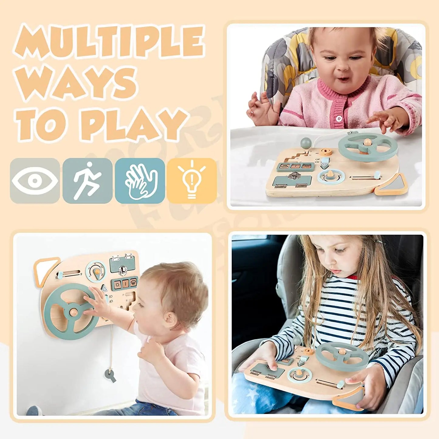 Montessori Wooden Sensory Tablet Car Dashboard for Children-2