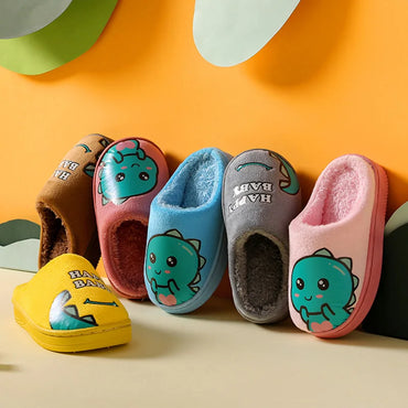 Warm and padded home slippers for children with monster-1