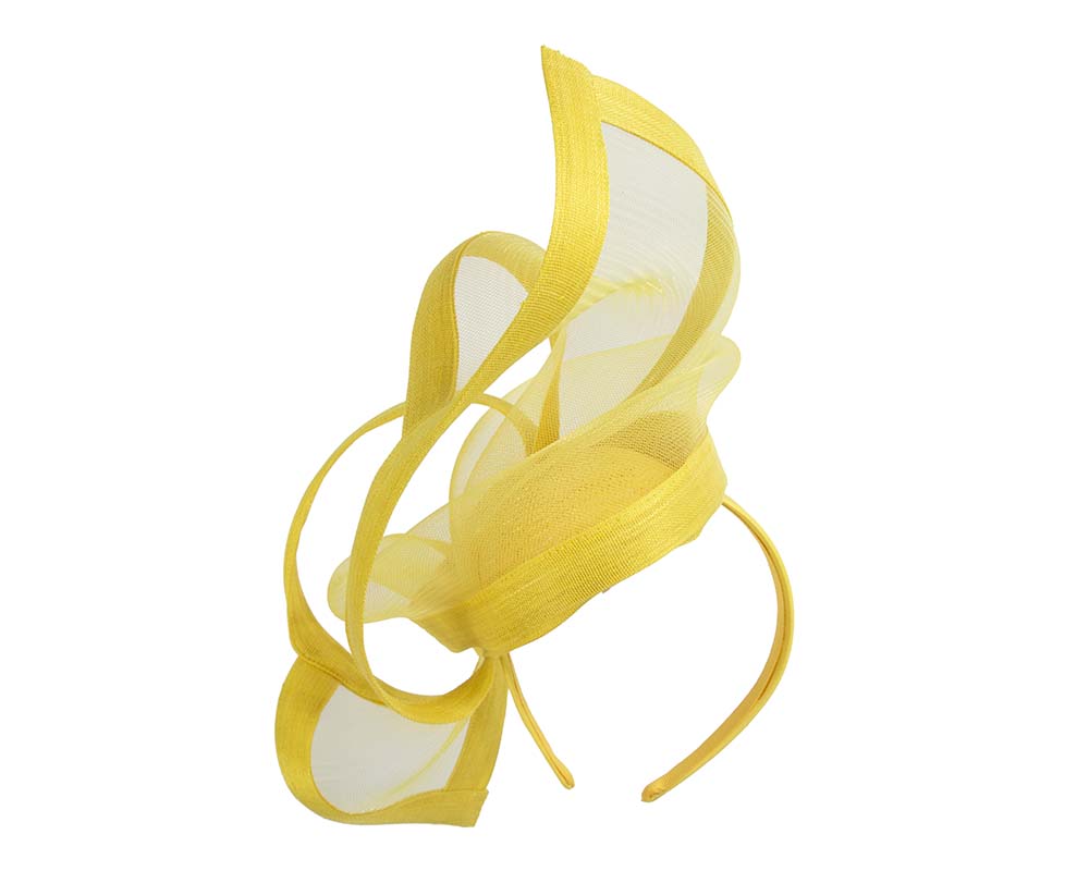 Yellow edgy racing fascinator by Fillies Collection