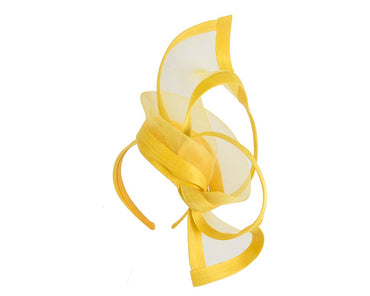 Yellow edgy racing fascinator by Fillies Collection