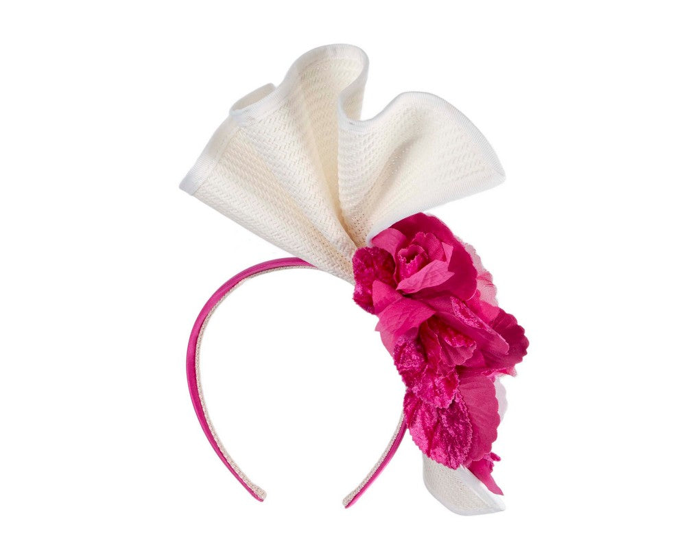 White fuchsia Melbourne Cup races fascinator by Fillies Collection