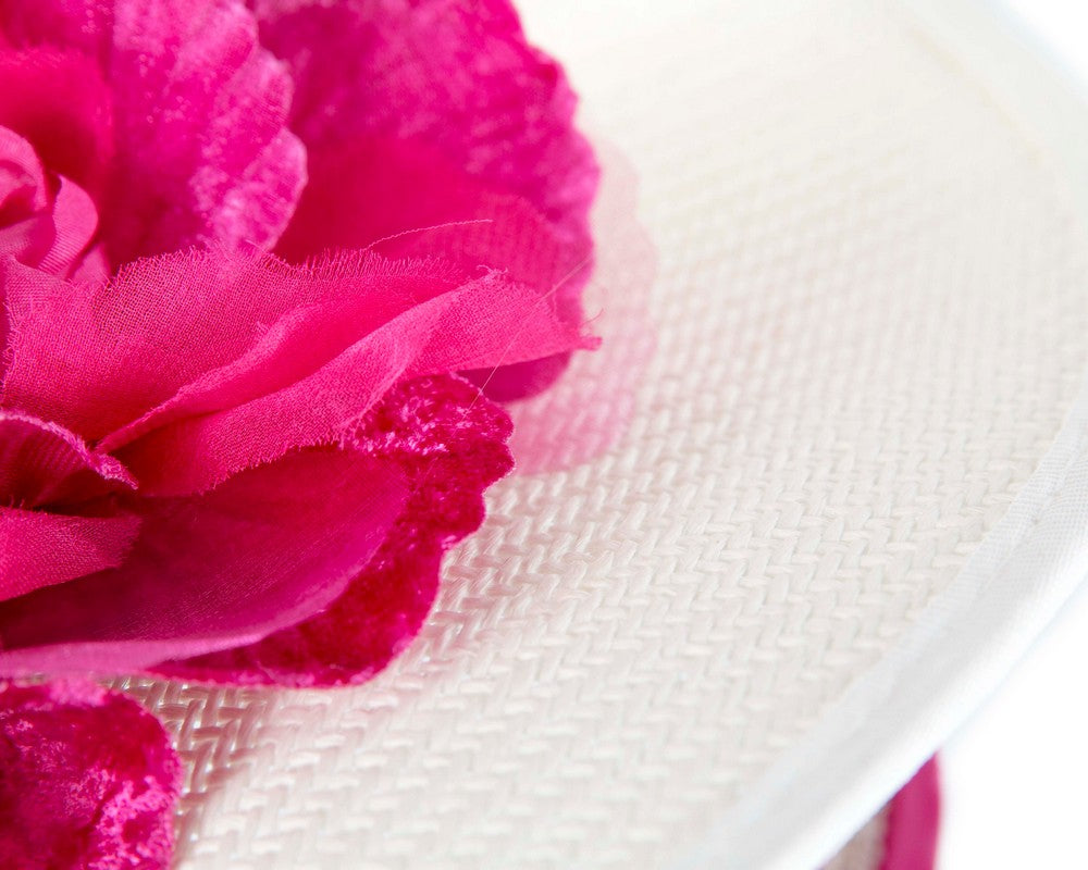 White fuchsia Melbourne Cup races fascinator by Fillies Collection