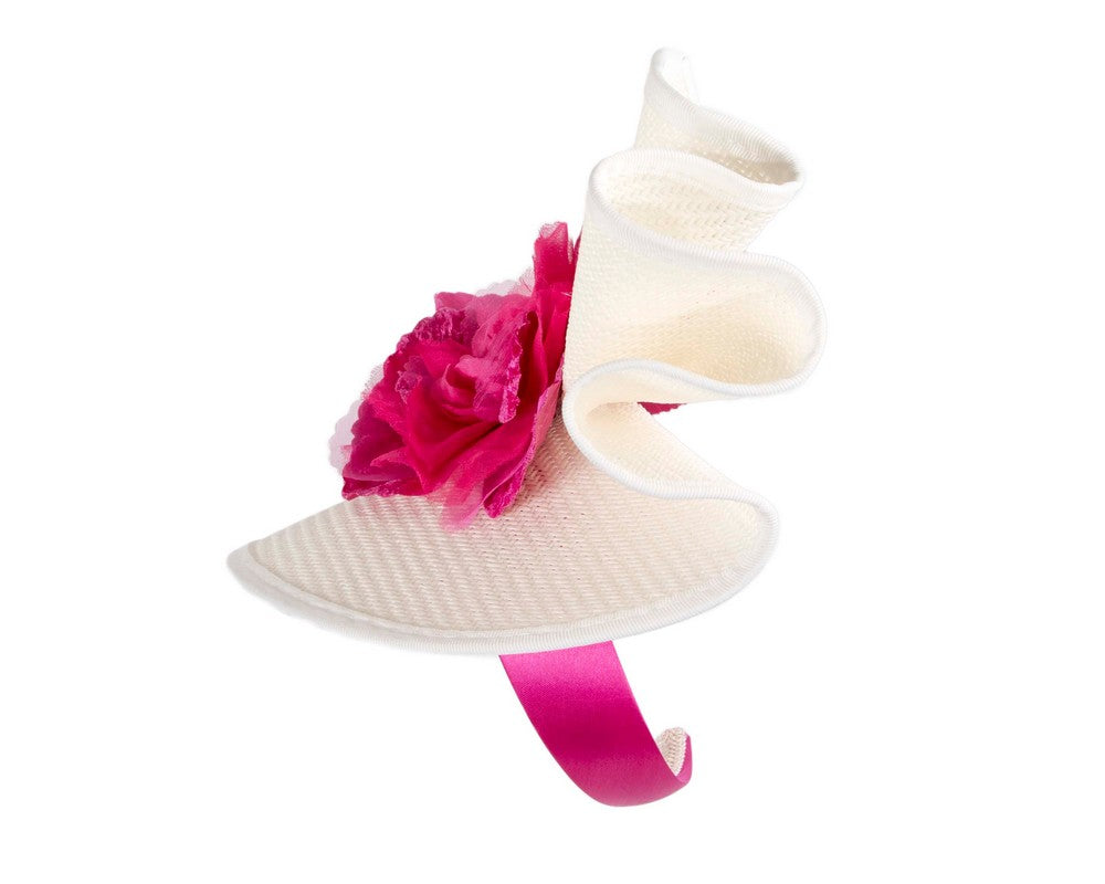 White fuchsia Melbourne Cup races fascinator by Fillies Collection