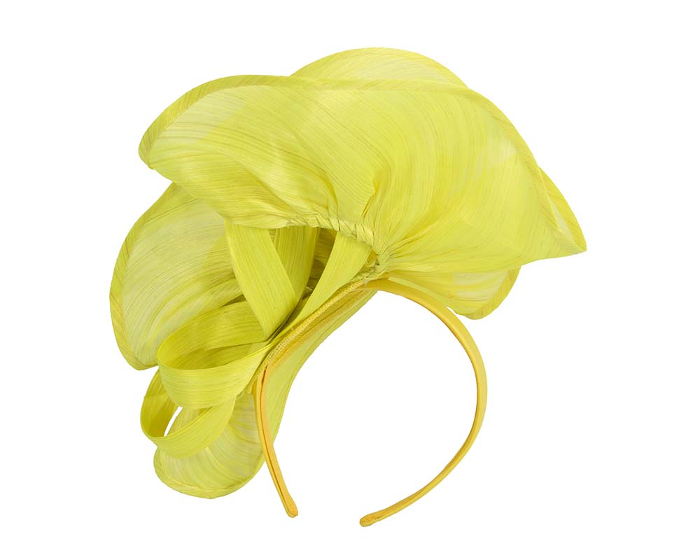 Twisted yellow designers fascinator by Fillies Collection