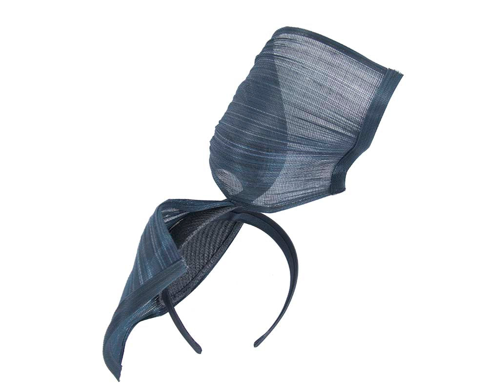 Large navy bespoke Jinsin racing fascinator by Fillies Collection