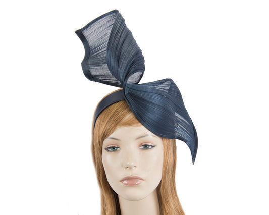 Large navy bespoke Jinsin racing fascinator by Fillies Collection