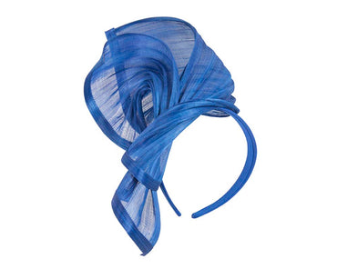 Bespoke royal blue silk abaca racing fascinator by Fillies Collection-1