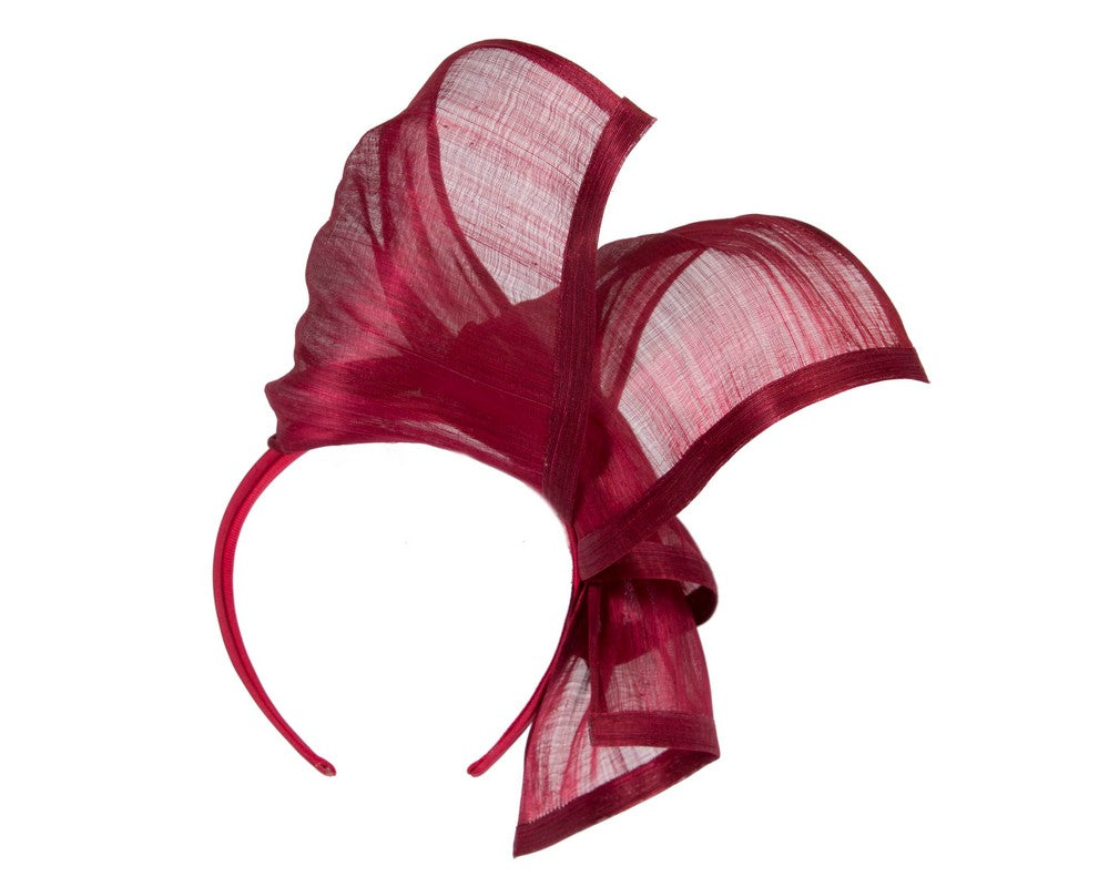 Bespoke wine silk abaca racing fascinator by Fillies Collection-3