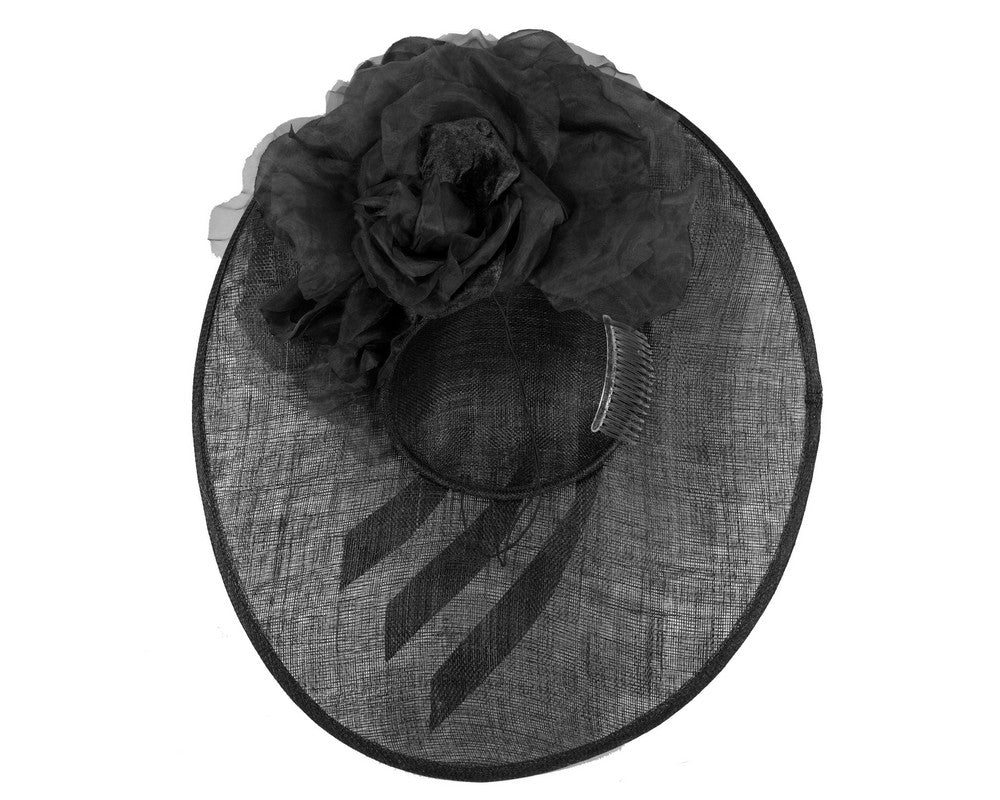 Large black plate racing fascinator by Fillies Collection