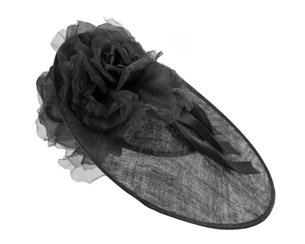 Large black plate racing fascinator by Fillies Collection