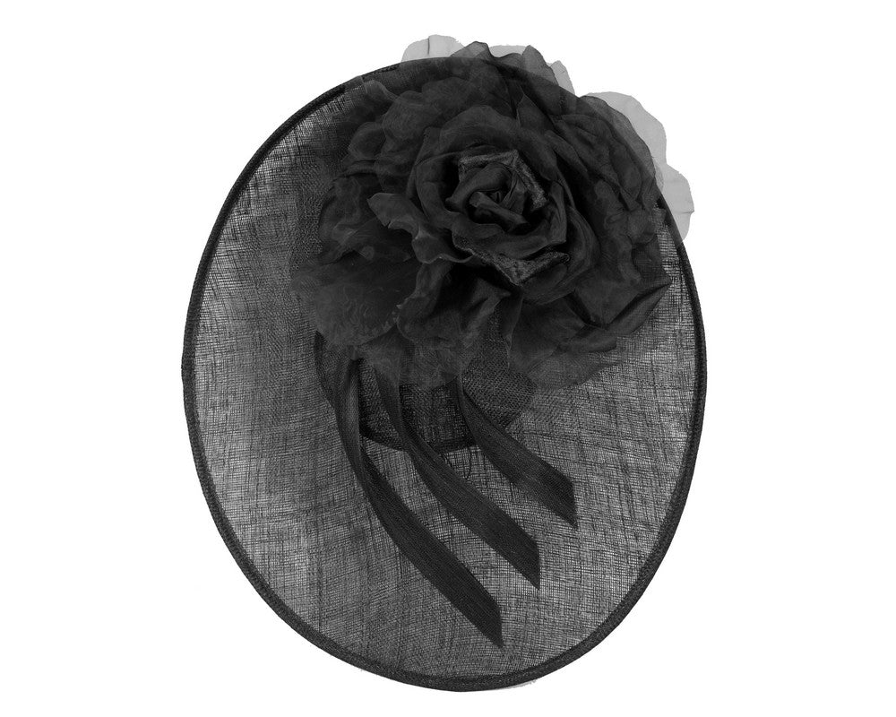 Large black plate racing fascinator by Fillies Collection