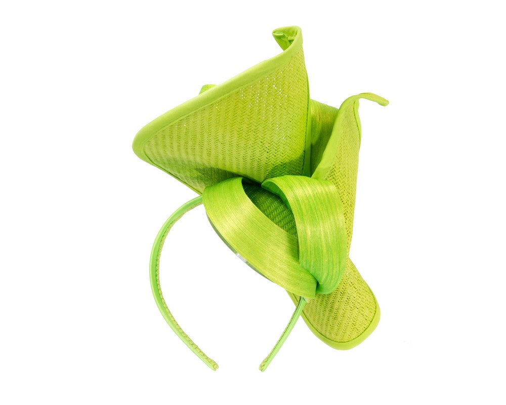 Large lime green Fillies Collection racing fascinator with bow